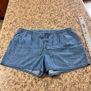 Old Navy Light Blue Drawstring elastic waist Denim chambray cotton Shorts XL